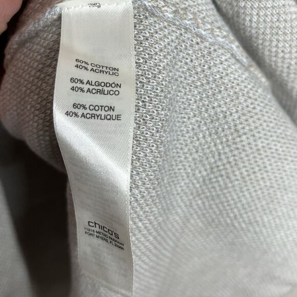 Chicos Sidone Hoodie Open Cardigan Sweater Tan Large Check Womens M 1 - Picture 6 of 7